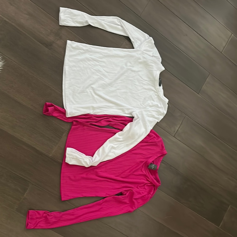 White and Hot pink long sleeves